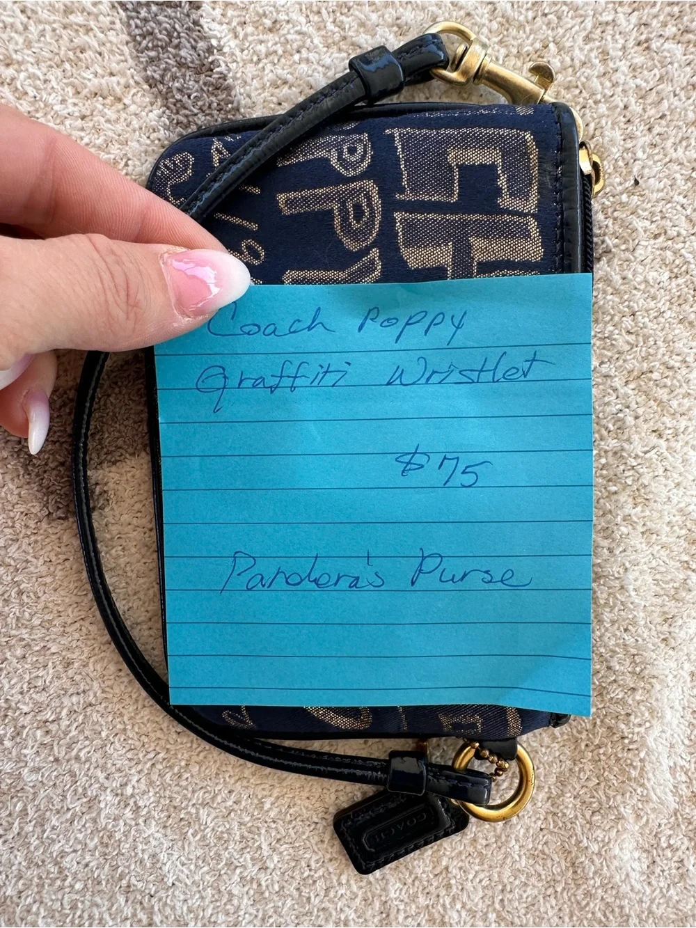 Navy Graffiti Wristlet poppy coach vintage y2k